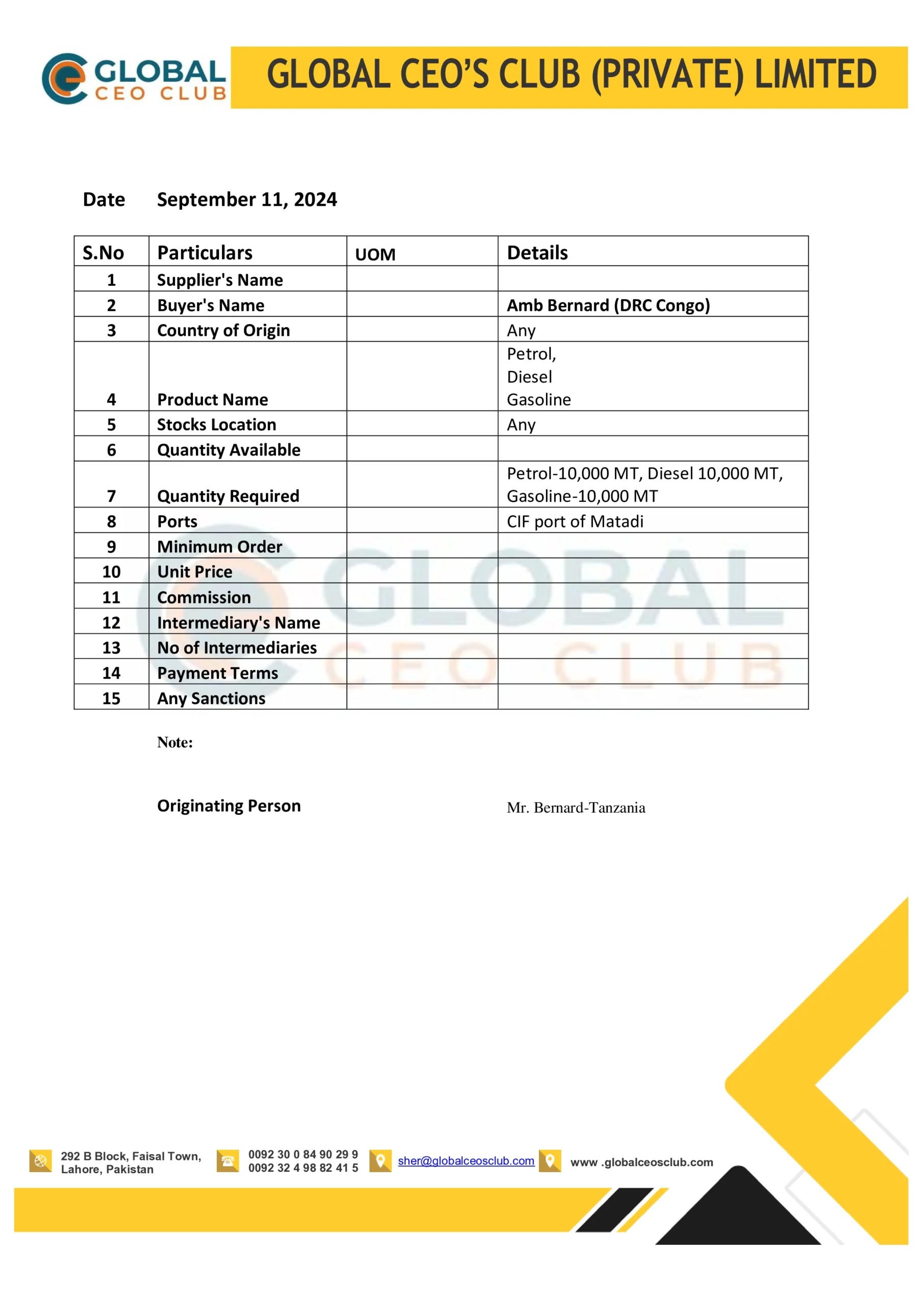 Petroleum Products-Bernard Tanzania